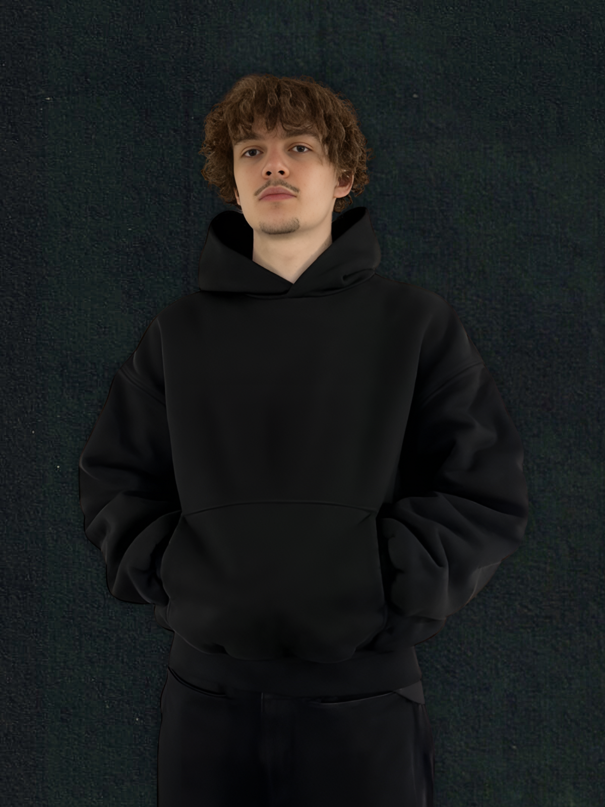 1000 GSM DOUBLE LAYER HOODIE BLACK